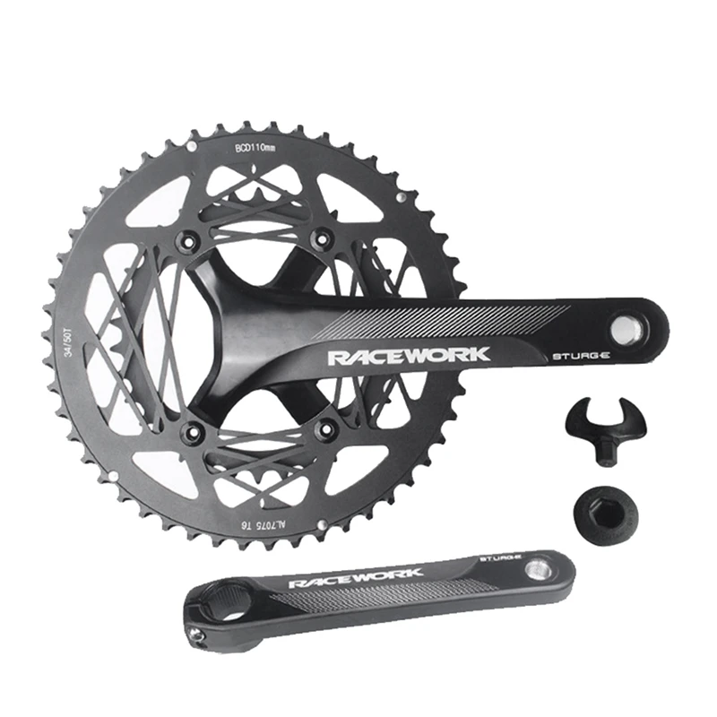 RACEWORK Road Bike Crankset Integrated Hollowtech Chainring 110Bcd Plate Carriage Connecting Rods 170Mm Bicycle Crank