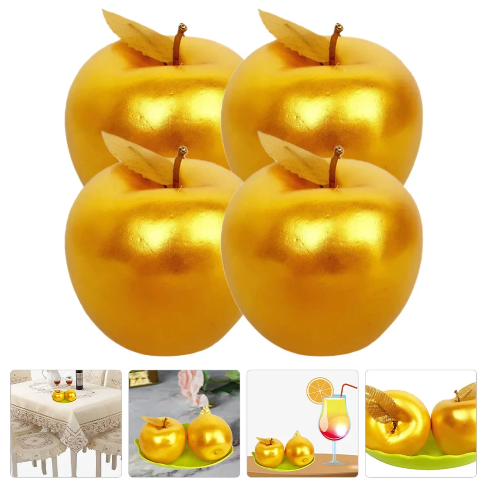 4 Pcs Artificial Fruits Simulation Watermelon Slices Apples Shape Toys Lifelike Pretend Fake Vegetables Model