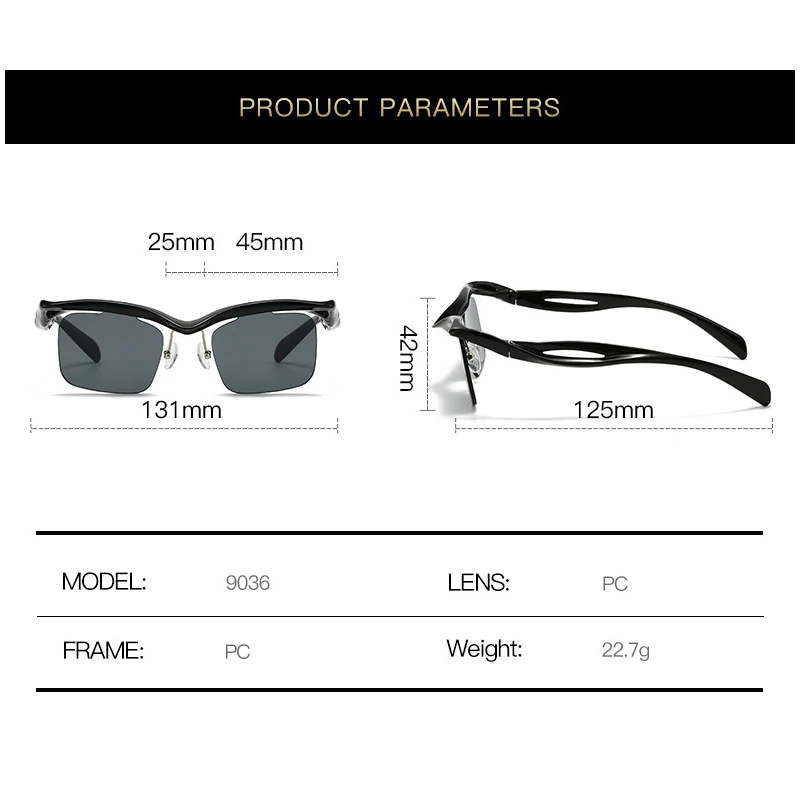 Очки солнцезащитные унисекс квадратные без оправы 2 шт.