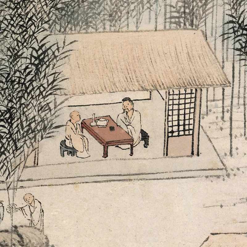 Картина горного дома из бамбуковой печи Шен Чжэнь (1400-?) Репродукция оригинала