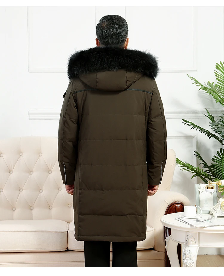2023 Man's Duck Down Coat & Parkas with Real Fur Collar Hoodie Long Jacket for Father Dad's Winter Clothing 3XL 4XL 5XL xxxxxl