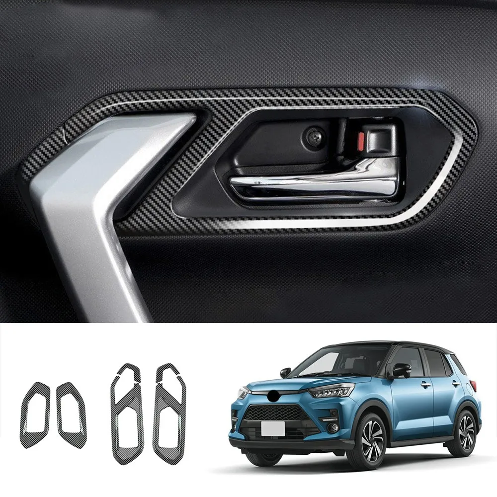 

Внутренняя ручка из углеродного волокна для автомобильной двери, декоративное покрытие, внутренняя дверная чаша, рамка для Toyota RAIZE 2021
