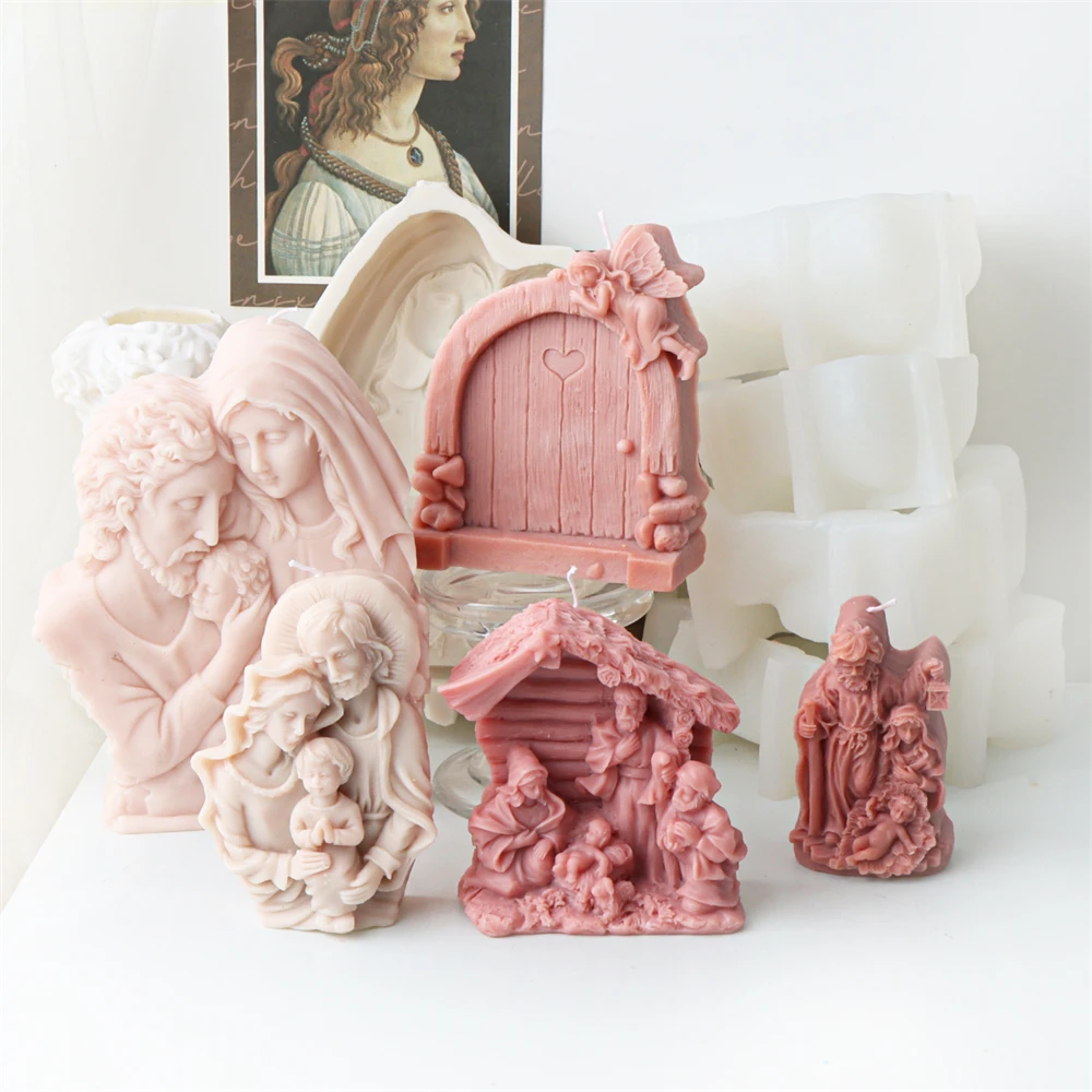 3D Силиконовая Форма Для Свечей Иисус И Девственница Святая Семья Статуя Ручной