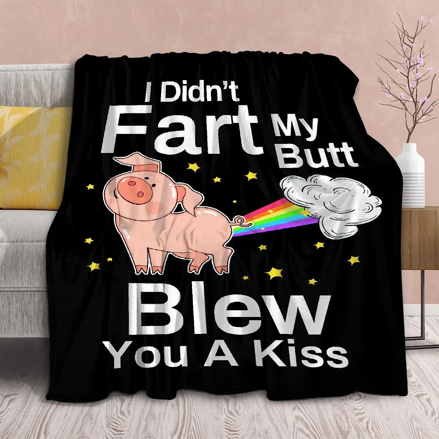

Pig Blanket Funny Gift for Men Women,60x80Inches Soft Flannel Cozy Sherpa Blankets Funny Idea for Adult Pig Kiss Pattern