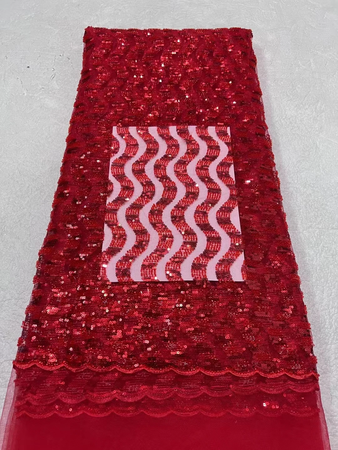 

2023 High Quality Exquisite African Handmade Beaded Sequins Lace Fabric French Embroidery Lace Fabric For Nigerian Wedding
