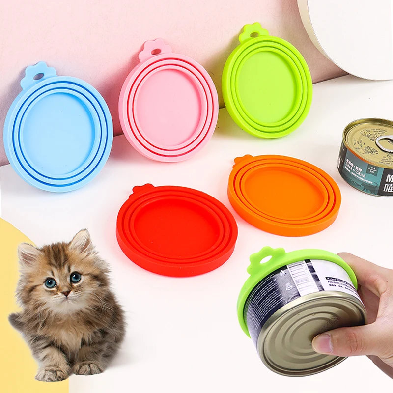 

Silicone Dog Cat Canned Lid Reusable Pet Food Can Cover Round Dog Cat Food Storage Top Cap 3 Sizes 3 in 1(2.6/3/3.3 inch)