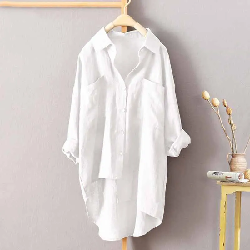 

Autumn 2022 Loose Casual Ladies Tops Loose Long Shirt Women Long Sleeve Vintage Woman Blouse Solid Button Up Shirt Blusas 12161