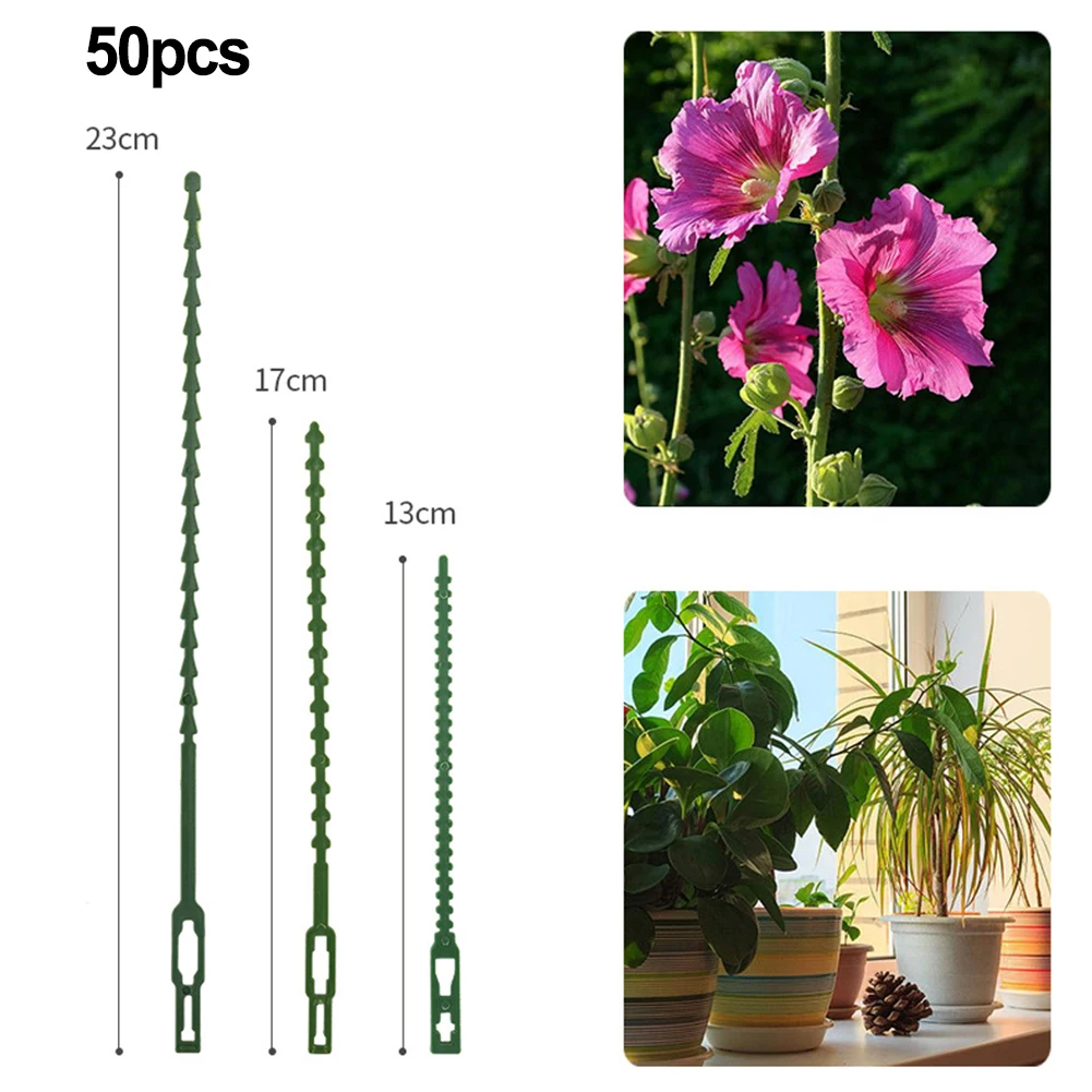 

50pcs Reusable Garden Cable Ties Adjustable Plastic Ties Tools Plant Support Shrubs Fastener Tree Locking Binding Tie