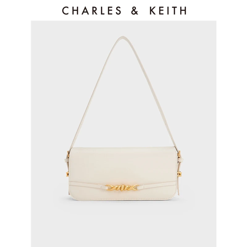 

Charles&Keith 23 Summer New Collection Ck2-20271120 Metal Trim One Shoulder Underarm Small Square Bag For Women