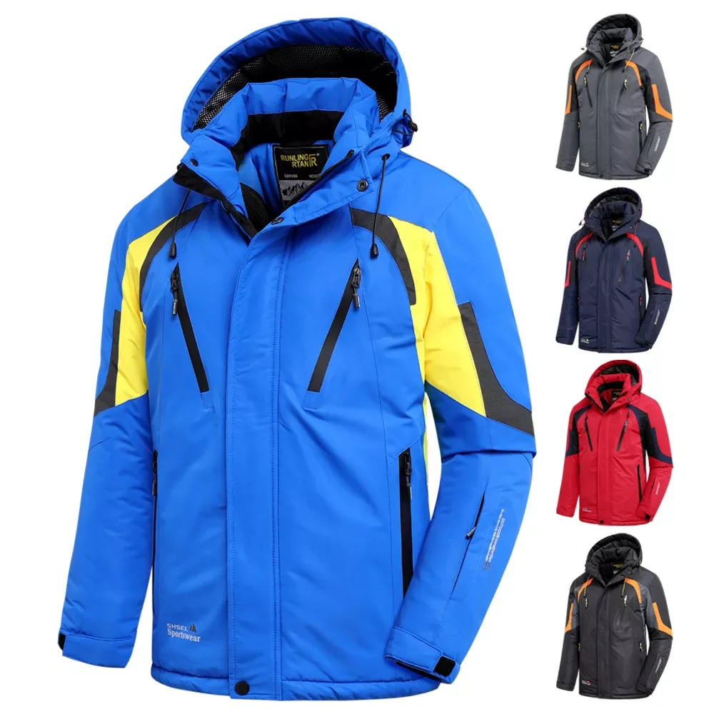 NEW 2022 Winter New Outdoor Jet Ski Snow Warm Parkas Jacket Coat Men Outwear Brand Casual Hat Waterproof Thick Fleece Parka Men