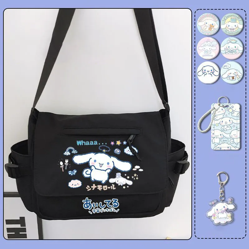 

Kawaii Sanrioed Cinnamoroll Милая мультяшная аниме периферическая сумка-мессенджер большой емкости новая сумка через плечо для хранения