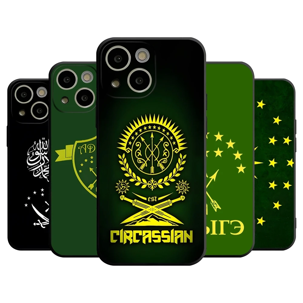 Чехол для телефона с черкесским флагом A-Adygea 15 Pro Max Iphone 14 16 12 Mini 11 13 Xr X Xs 8 7 Plus задняя