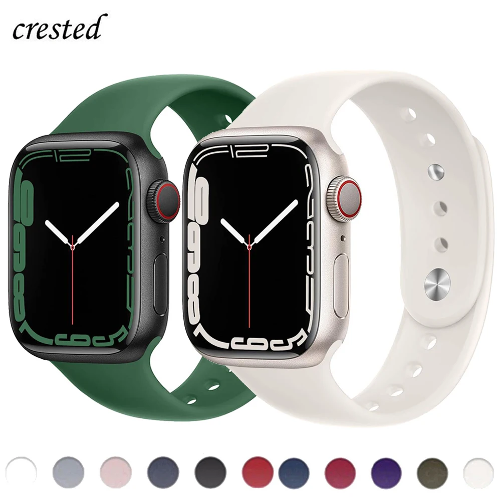 

Ремешок силиконовый для Apple Watch Band 44 мм 40 мм 45 мм 41 мм 42 мм 38 мм 45 мм, аксессуары для браслетов IWatch Series 6 5 4 3 SE 7