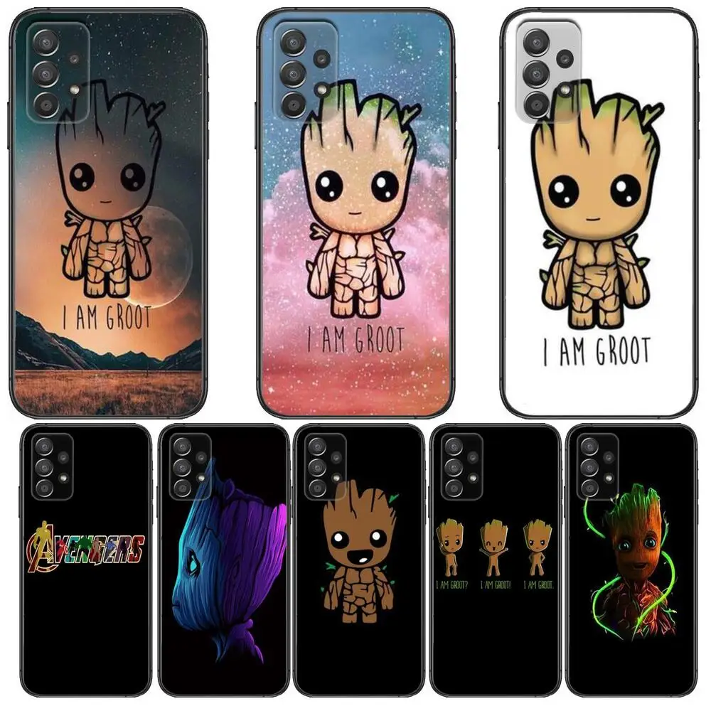 

Special Offer Groot Marvel Phone Case Hull For Samsung Galaxy A70 A50 A51 A71 A52 A40 A30 A31 A90 A20E 5G a20s Black Shell Art C