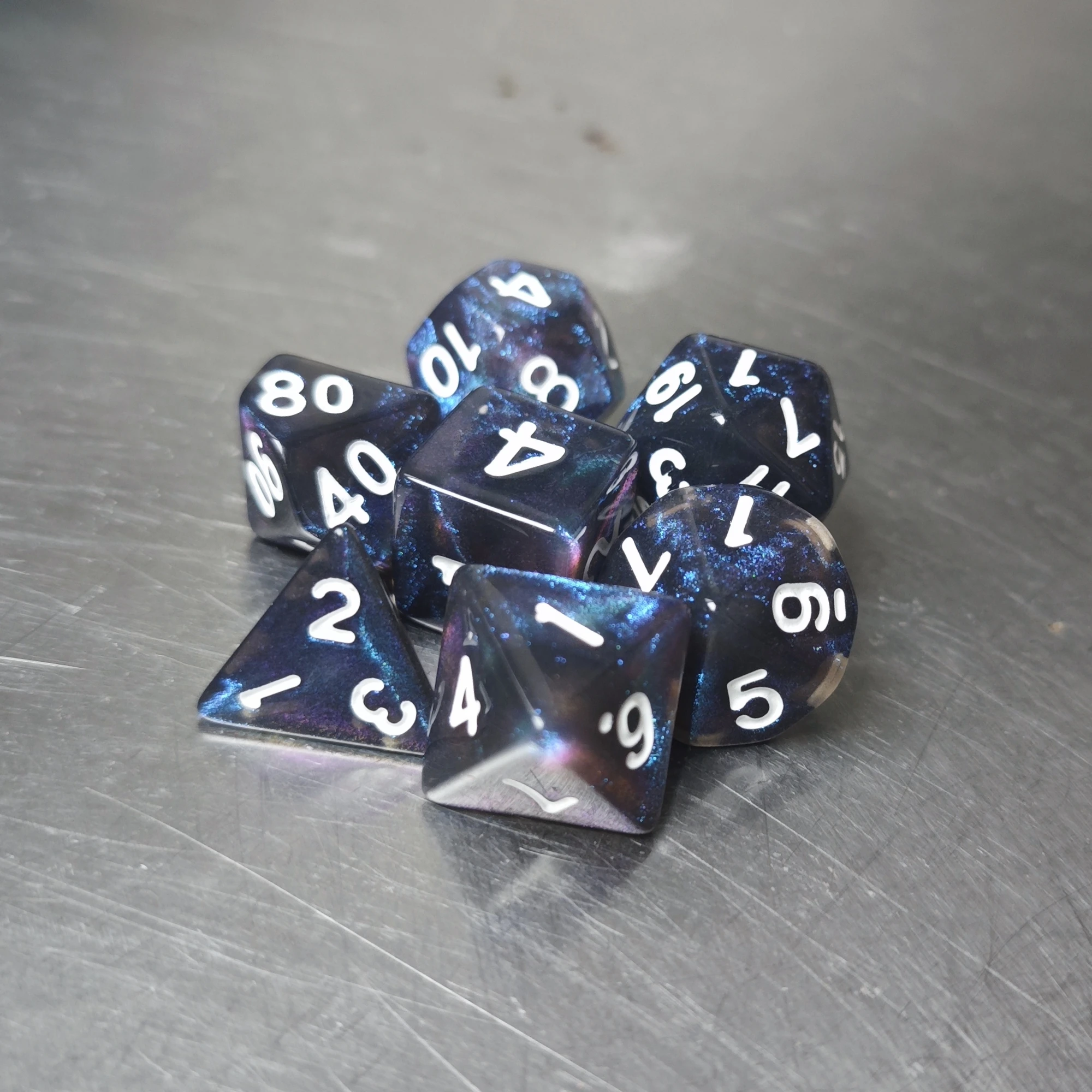Фото 7 шт./компл. многогранные кости «Звездное небо» D&D COC Dice D4 D6 D8 D10 D% D12 D20 Настольные игры DND RPG №3