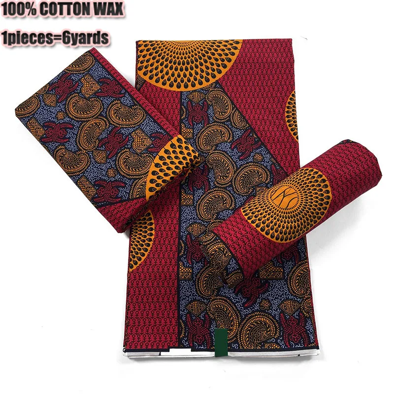 

100% cotton high quality tissu 6yards Ankara African prints batik pagne real wax fabric African style