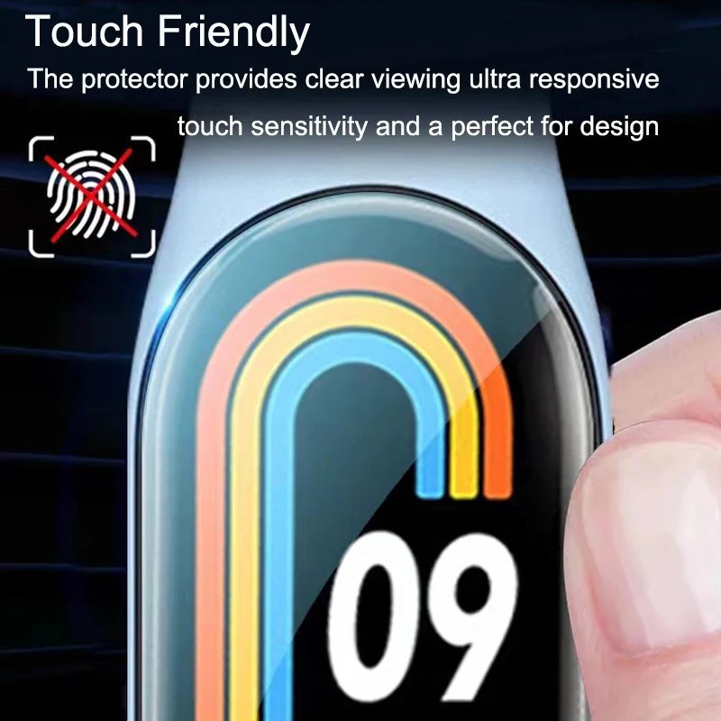 Film Glass for Xiaomi Mi Band 8 3D Screen Protector Miband 8 Smart Watchband Full Protective Cover Case Strap Bracelet