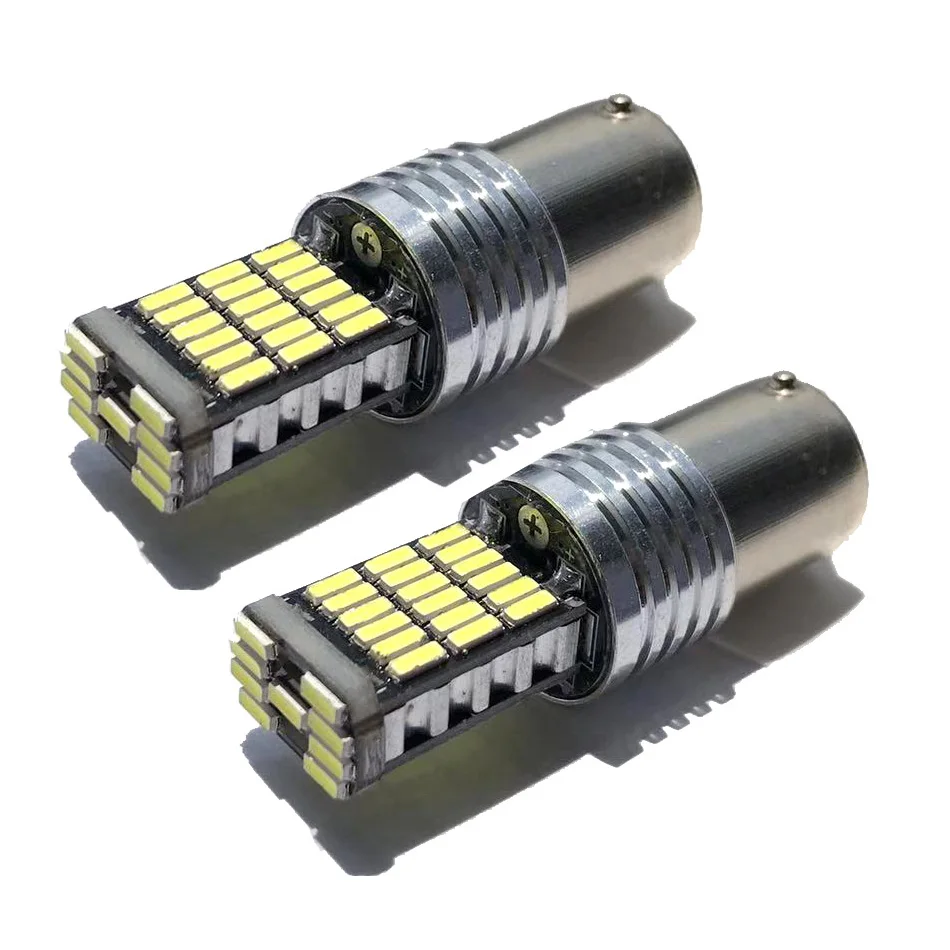 

2pcs P21W 1156 Ba15s LED Car Signal Light LED Canbus Bulb 12V 6000K 45SMD Auto Reverse Brake Parking Lamp error free