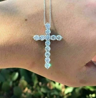 anglang fashion cross pendants silver color cubic zirconia jesus cross pendant necklace jewelry for menwomen wholesale