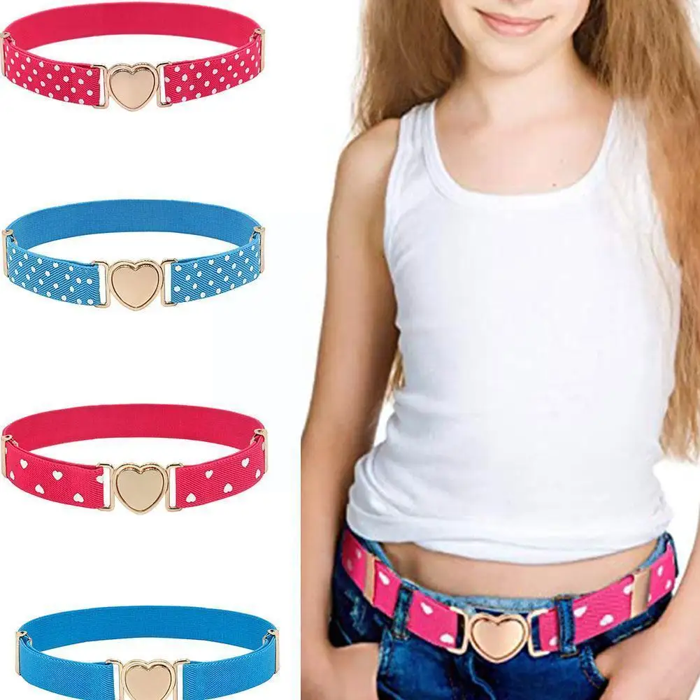 

60cm Children's Belt Kids Cute Simple Heart Buckle Belts For Girls Waistband Love Heart Buckle Waist Belt H6S6