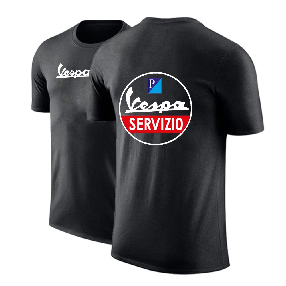 

2023 NEW Summer Man Vespa Logo Customize Tshirt Cotton Hip Hop Popular Print Tops Solid Color Short Sleeves Tee
