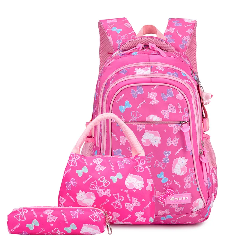 

3pcs/set Flower Printing SchoolBag Fashion Kids Lovely Backpacks For Children Girls Student Mochilas Backpack Princess Gift