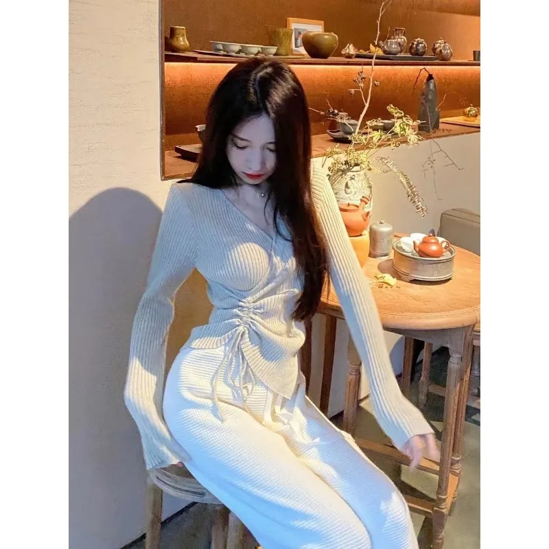 Осенне-зимние трикотажные штаны с v-образным вырезом женский метод нерегулярный