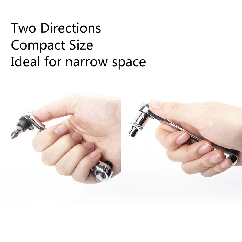 

New 2 In 1 Quick Release Wrench Spanner Dual Head Ratchet Socket Wrench 72 Teeth Mini Hex Bit Driver Screwdriver Handle