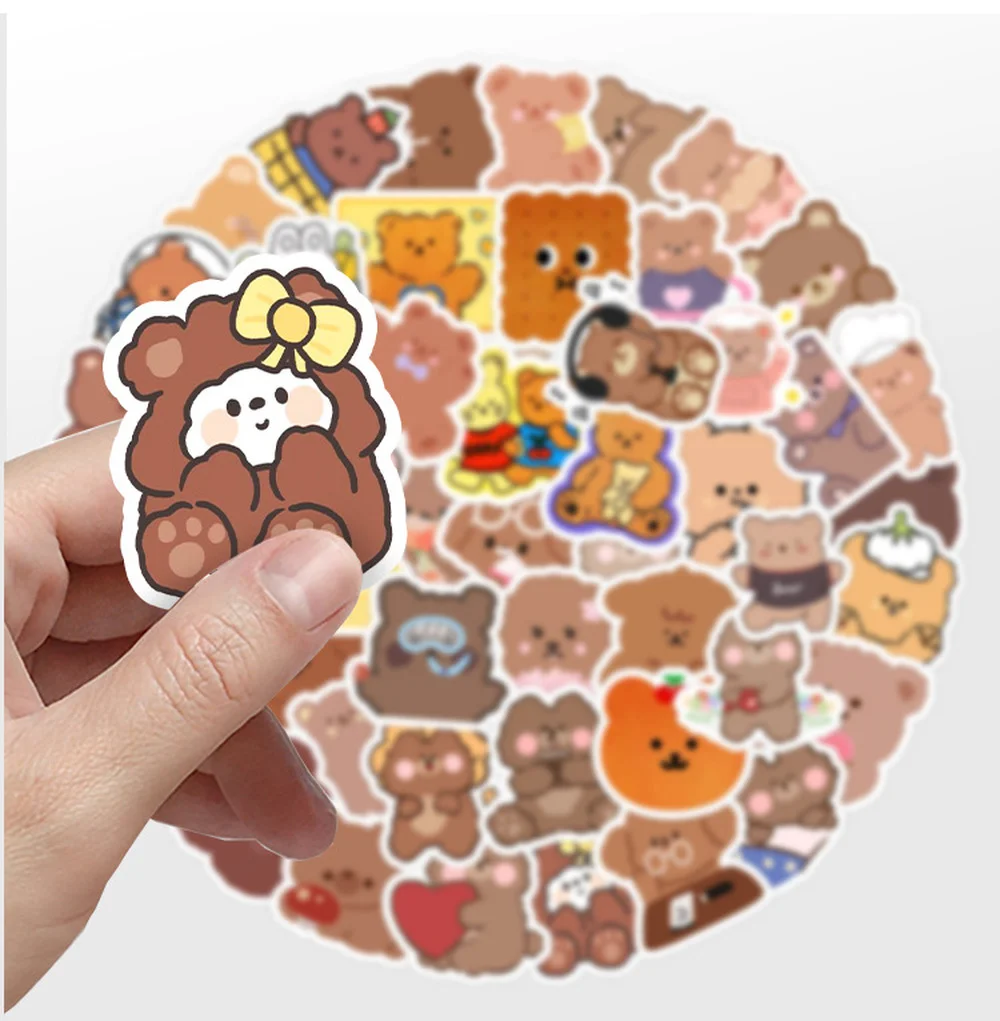 

10/50PCS Cartoon Korean Bear Graffiti Sticker Decoration Motorcycle Notebook Waterproof Kawaii Decals Sticker Kids Toys