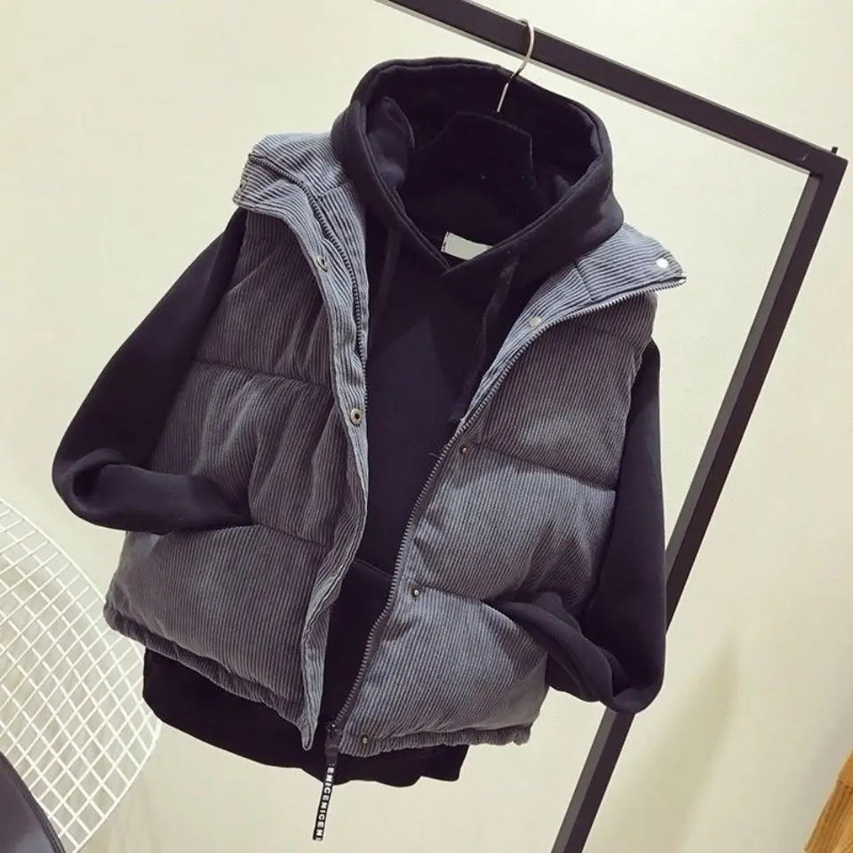 

Женский вельветовый жилет, осенне-зимний женский жилет без рукавов, новый жилет, короткая хлопковая куртка, женская одежда Q194