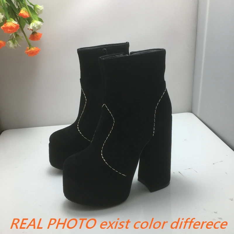 Женские замшевые ботильоны с круглым носком на высоком каблуке 12 5 см