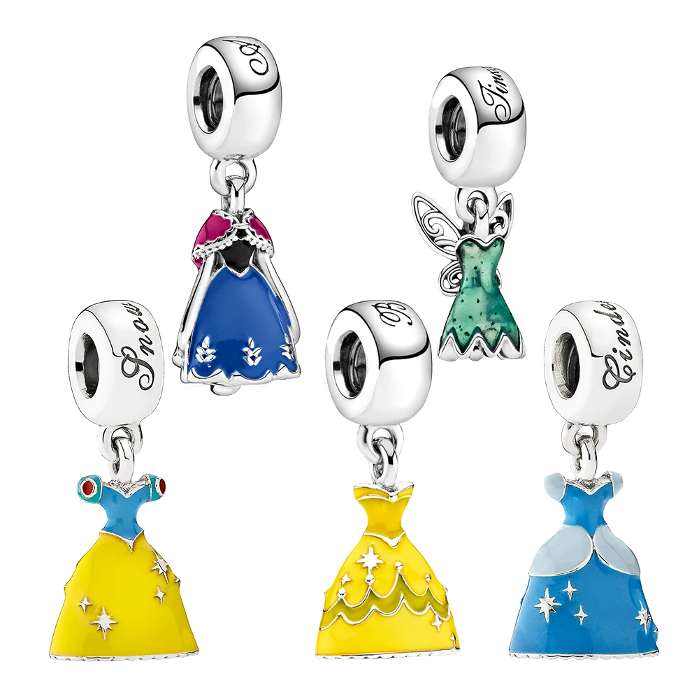 

Aoger Disney Princess Dress Pendant Cinderella Clothes Fit Pandora Original Bracelet DIY Jewelry Gift 925 Sterling Silver Charms