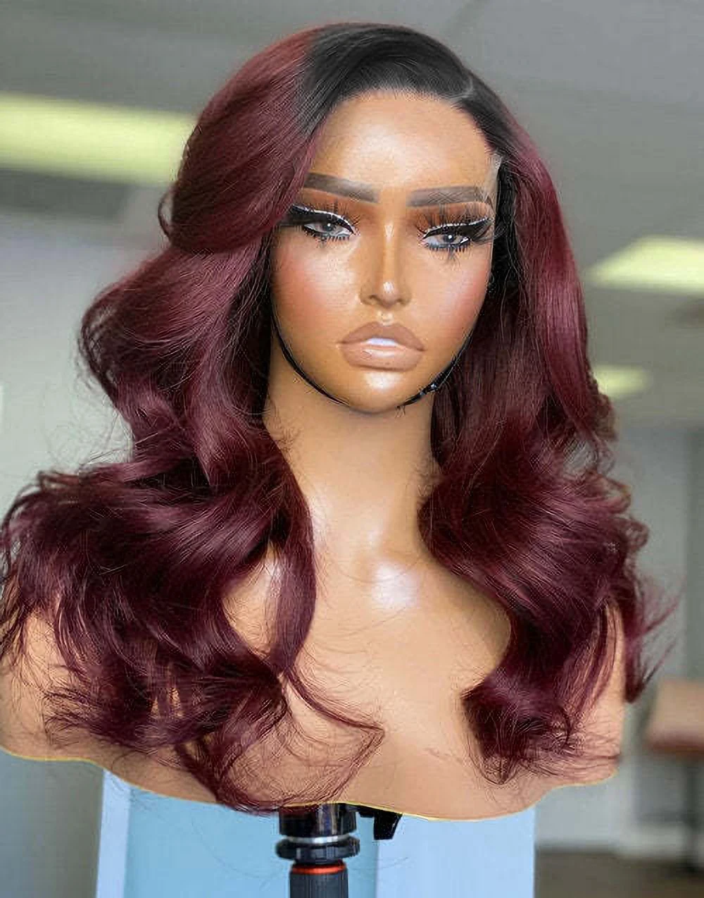 1B99J Burgundy Red Colored Human Hair Wigs For Women Body Wave Short Bob 13x4 Lace Front Wig Brazilian Transparent Frontal Wig