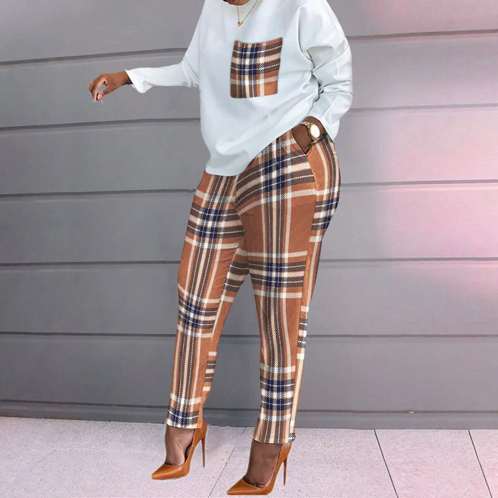 

2022 Spring Autumn Two Piece Set Female Long Sleeve Shirt Pullover + Print Long Pants Sets Casual Loose Tracksuit Sports Suits