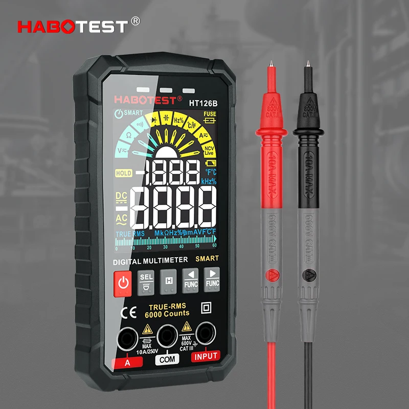 

HABOTEST Smart Digital Multimeter Professional Multimetro AC DC Ohm Hz Duty TRMS Capacitor Tester Voltage Indicator Ampere Meter