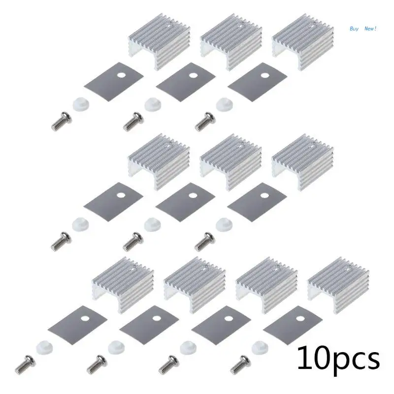 

TO-220 Aluminum Sheet Heatsink Transistor Heat Sink Cooler Radiator 10PCS/Set
