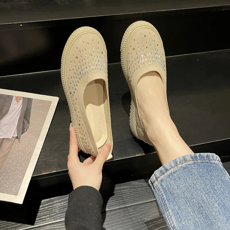 

Women Shoes Women Flats Shoes 2023 Breathe Soft Color Slip On Flat Shoes Ballet Flats Comfortable Ladies Shoe Mesh Zapatos Mujer