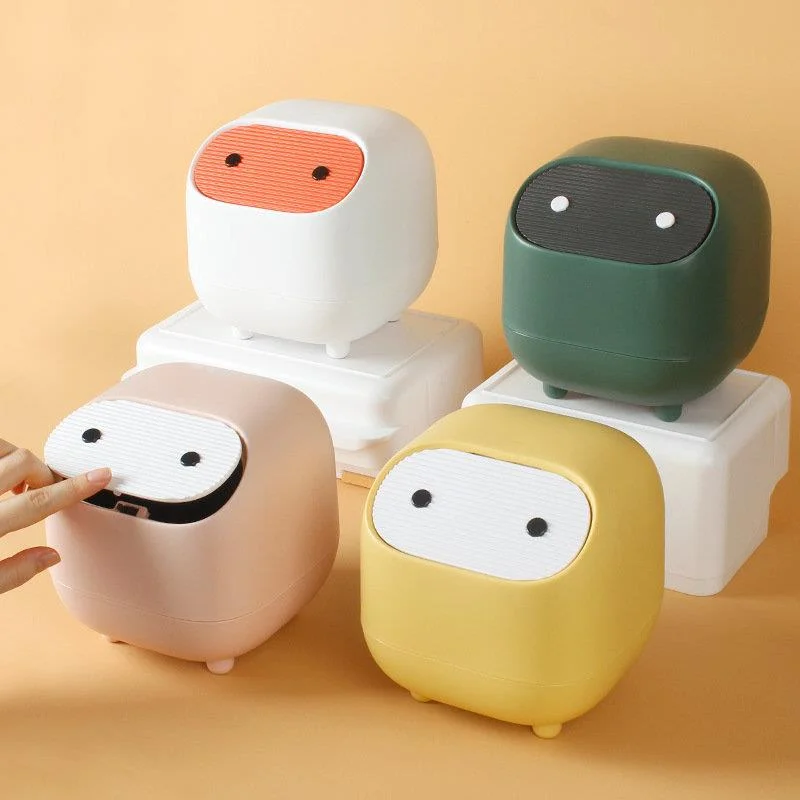 

Creative Mini Ninja Desktop Trash Can Garbage Dust Bin With Lid For Desk Kitchen Car Livingroom Dresser Bedroom House Decoration