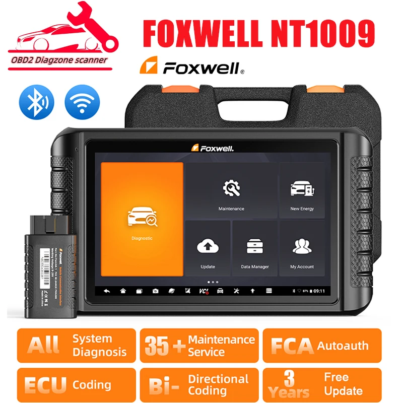 2024 FOXWELL NT1009 OBD2 Bluetooth Автомобильный сканер все системы A/F Регулировка 35 сброс