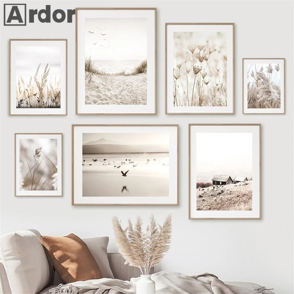 

Dandelion Reed Flower Beach Bird Scenery Wall Art Canvas Painting Nordic Posters And Prints Wall Pictures Living Room Home Decor