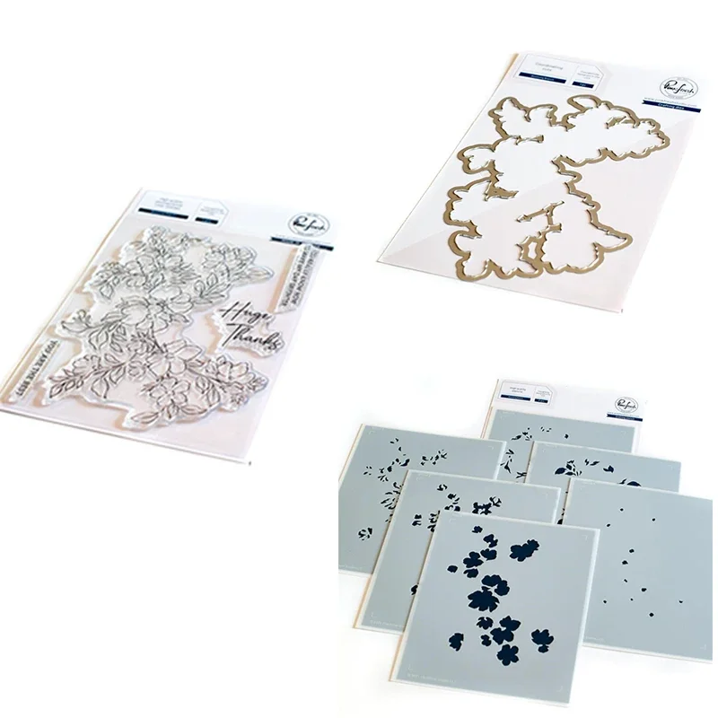 Многослойный трафарет с цветущей веткой цветочные штампы и металлические для