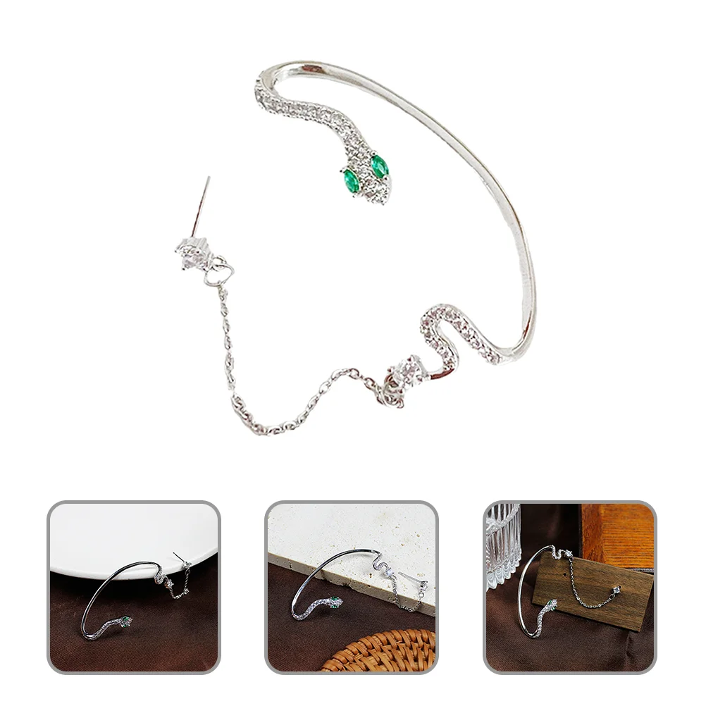 

Ear Snake Hook Cuff Zircon Women Earrings Hooks Cuffs Bone Metal Clip Sparkly Gift Non Clips Jewelry Bride