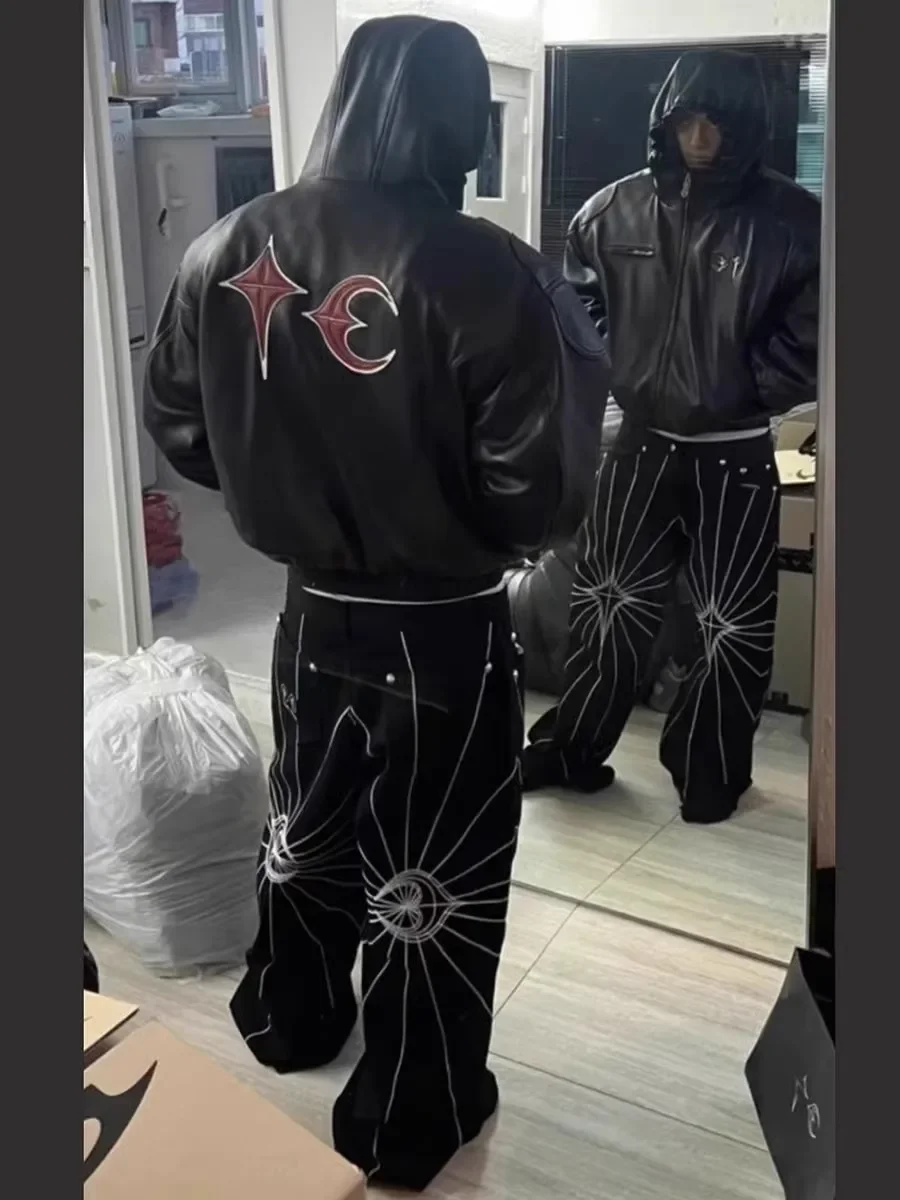 2024 Thug Club тяжелое мотоциклетное хлопковое пальто кожаное повседневная мужская