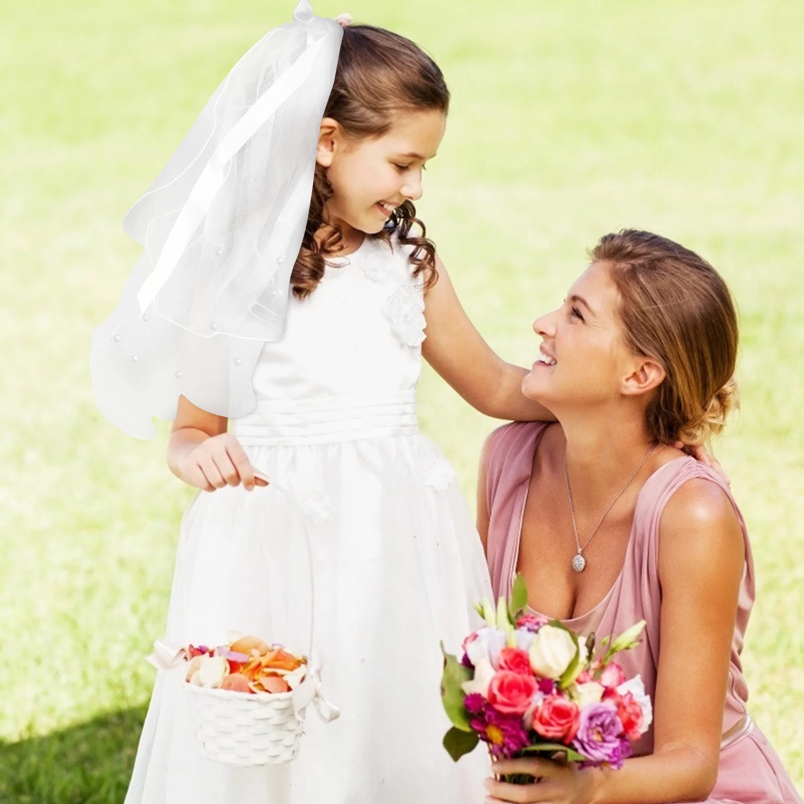 Двухслойная детская вуаль свадебное платье аксессуары для волос головы малышей