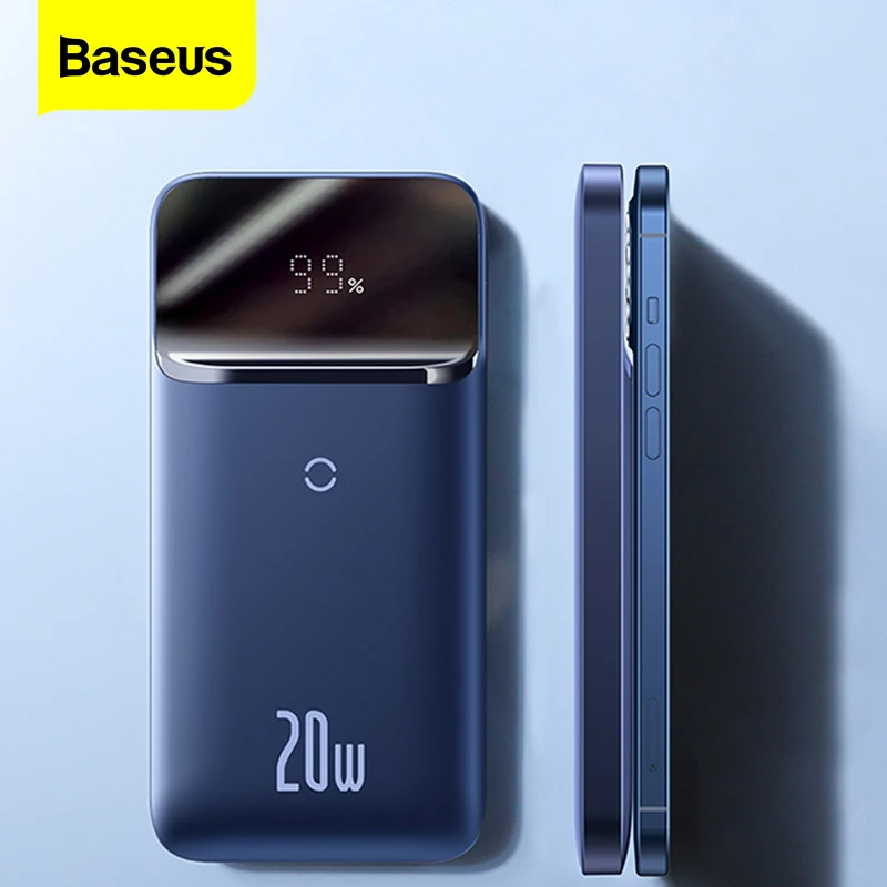 

Baseus Magnetic Wireless Power Bank 10000mAh USBC PD 20W Fast Charger External Battery Powerbank For iPhone 12 13 Pro Max Xiaomi