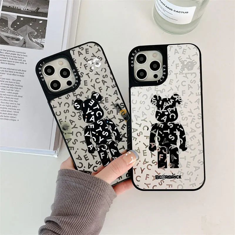 

Fashion Mirror Surface Bear Letters Phone Case Cover for IPhone 11 12 13 14 Pro Max Case for IPhone 14 Pro Max