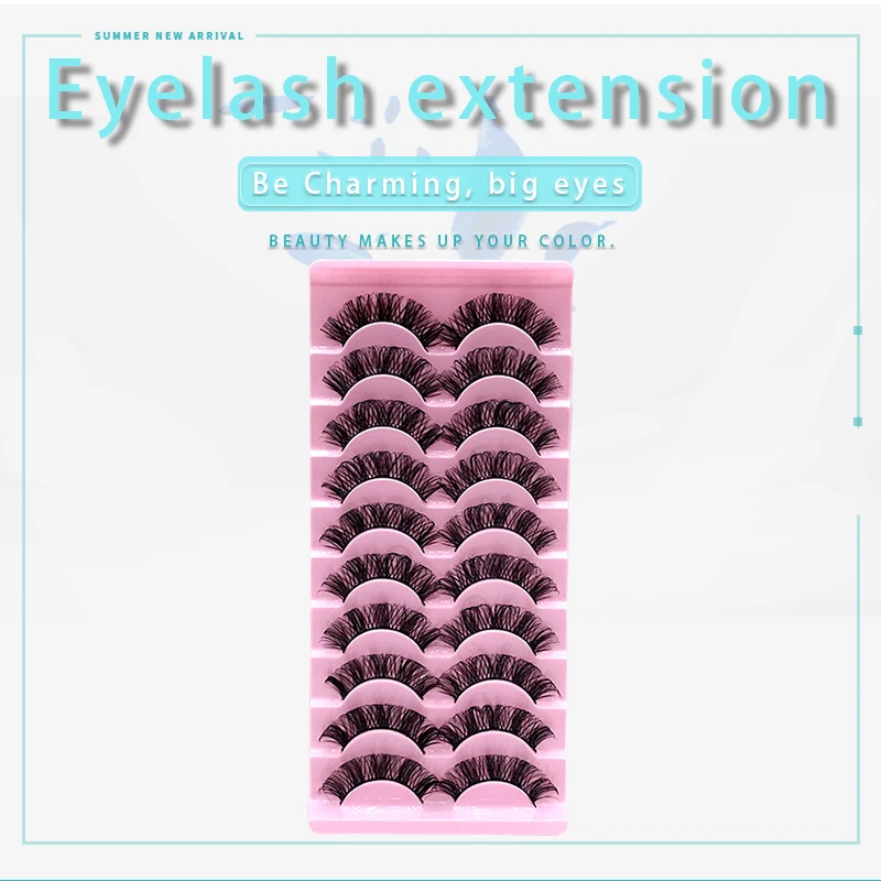 

8 Pairs Russian Strip Lashes Fluffy Volume False Eyelashes DD Curl Dramatic Messy Faux Mink Fake Lashes Make up