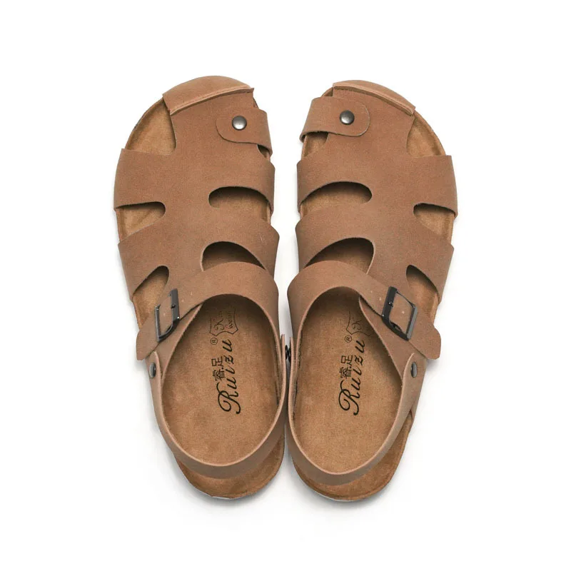 

2022 Men's Cork Clogs Sandals Water Pine Sandals Two Wear Men's Beach Shoes Outer Wear Retro Brown Men Sandals Exact Copy