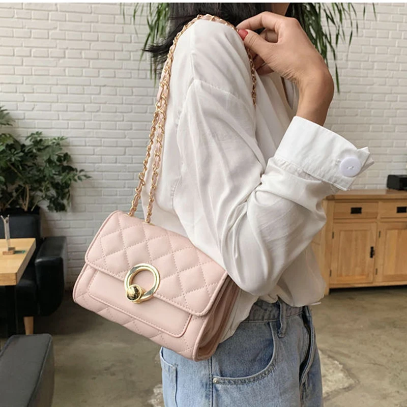 Women's Bag 2022 New Embroidery Cross Body Bag ins Tidy One Shoulder Small Fragrant Rhombic Chain Bag