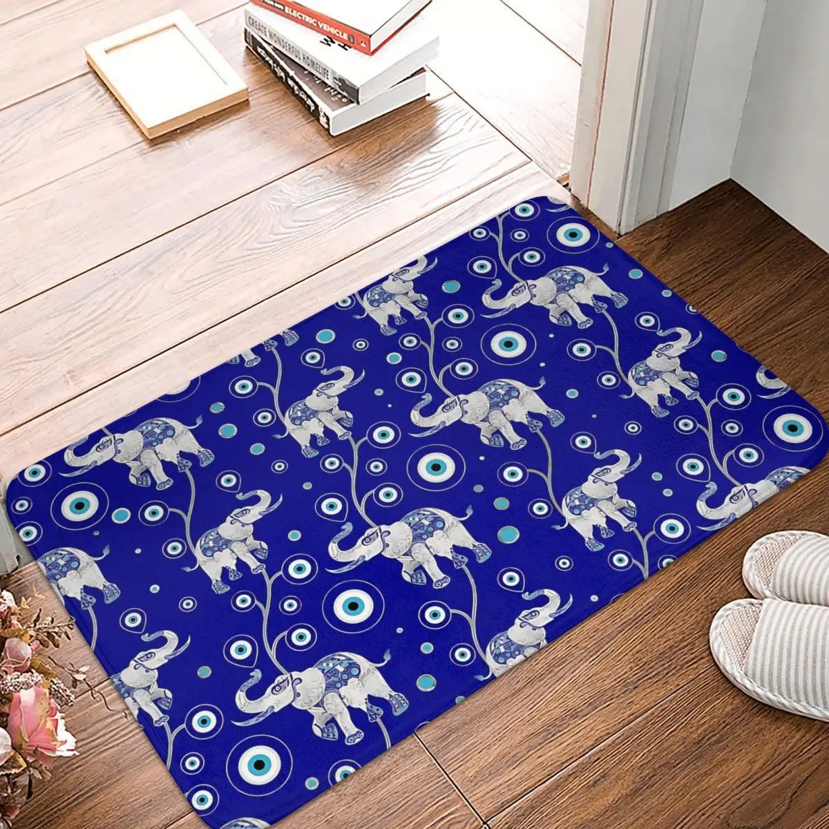 

Elephant Good Luck Amulet Pattern Mandala Evil Eye Bath Mat Rug Home Doormat Living Room Carpet Balcony